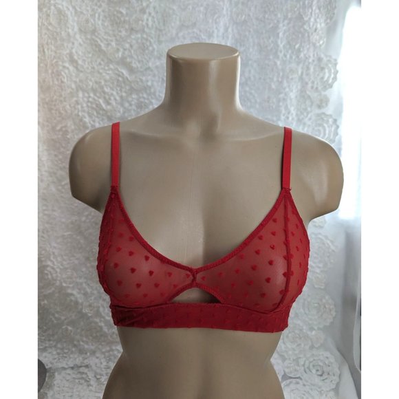 Honeydew Intimates flocked hearts feminine bralette NWOT RED - Picture 2 of 5